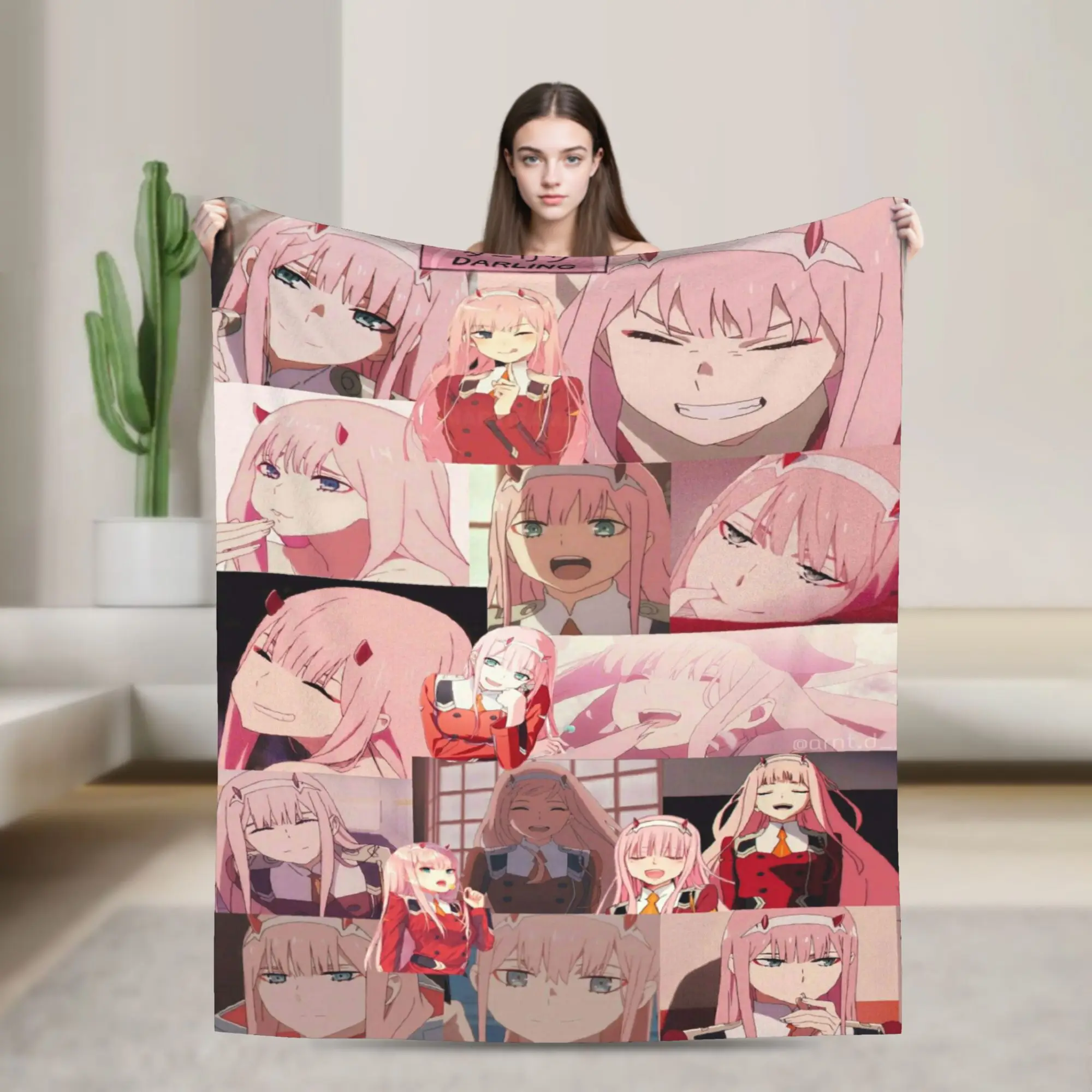 

Zero Two 002 Blankets Flannel Summer Air Conditioning Anime Girl Breathable Throw Blankets for Bedding Travel Bedspreads