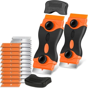 Razor Blade Scraper Double Edge Razor Scraper Remover Tool with Razor Blades for Labels Stickers Decals Removal Tint Vinyl