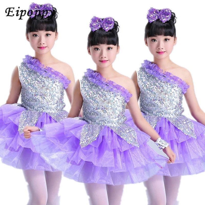 Ropa Para vestido de salsa con lentejuelas para niños, trajes de baile de jazz modernos para niñas, disfraces de baile para niños, traje de escenario para niños, baile contemporáneo
