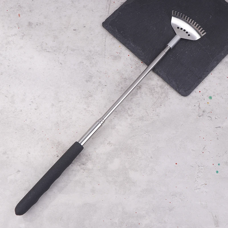 Extendable Back Scratcher The Head Has 15 Rakes, Stainless Steel Portable Telescopic Rubber Handle Back Scratchers