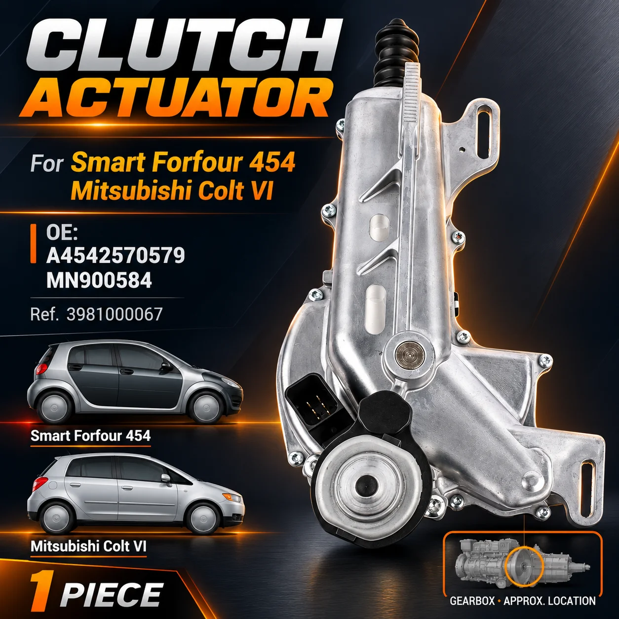 Image of AP02 Auto-Kupplungsnehmerzylinder-Aktuator 3981000067 passend für Smart Forfour FWD 1.1 1.3 1.5 2004 2005 2006 4542570579 A4542570579