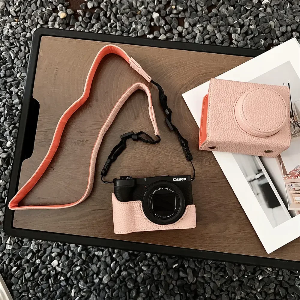 

PU Leather Camera Case Bag for Canon PowerShot V1 Full Body Battery Opening Cover With Strap Luxury Hand Made V1