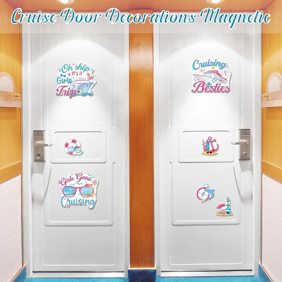 زينة باب الرحلة المغناطيسية 7 قطعة رحلة الفتيات كروز باب المغناطيس أوه السفينة إنها رحلة الفتاة مضحك المغناطيسي كابينة السفينة تسجيل