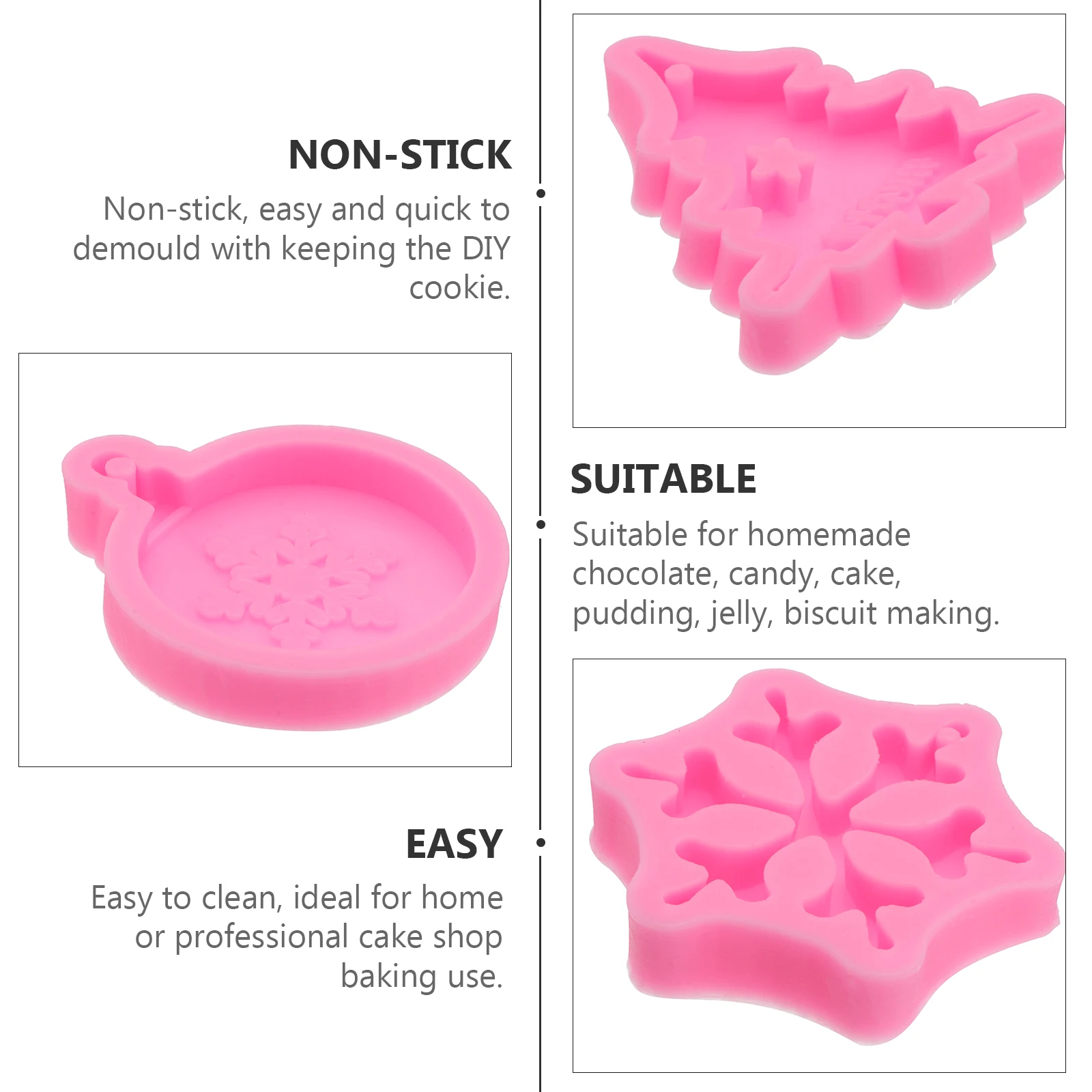 

3Pcs Christmas Cake Mold Snowflake Design Silicone Baking Tool for DIY Chocolate Pudding Jelly Candy Making Cake Mold