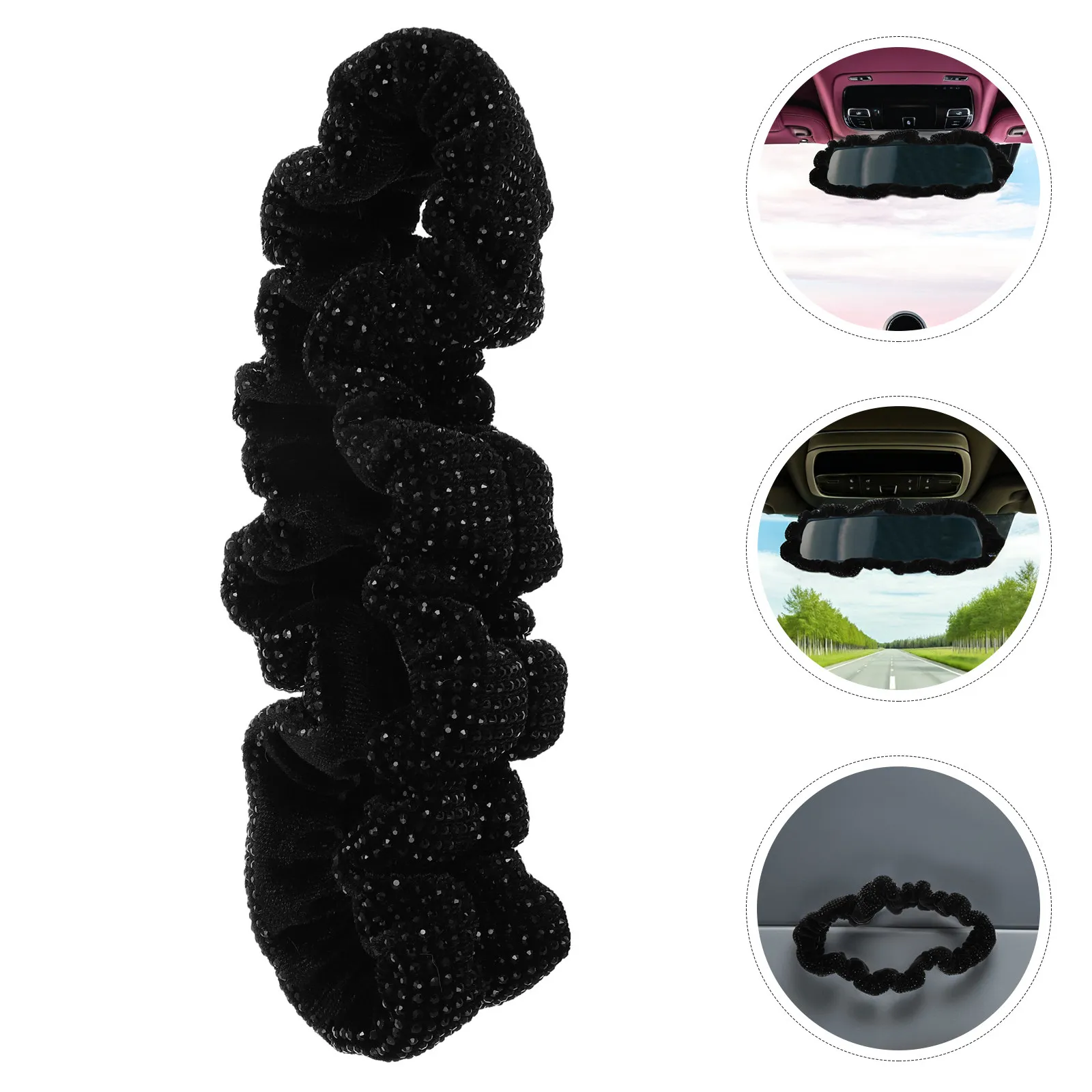 

2Pcs Rhinestone Car Rearview Mirror Cover - Universal Interior Decorative Protective Mirror Trim Cover for Women Shock Absorbent