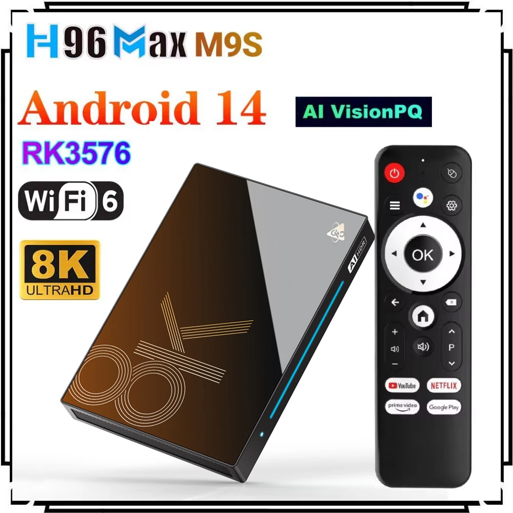 H96 MAX M9S Rockchip RK3576 Android 14 TV Box Суперразрешение 4K 8K Видео Медиаплеер Wifi6 BT5.4 1000M 8G LPDDR4 128 ГБ 4G 3G H96 MAX M9S Rockchip RK3576 Android 14 TV Box Суперразрешение 4K 8K Видео Медиаплеер Wifi6 BT5.4 1000M 8G LPDDR4 128 ГБ 4G 3G