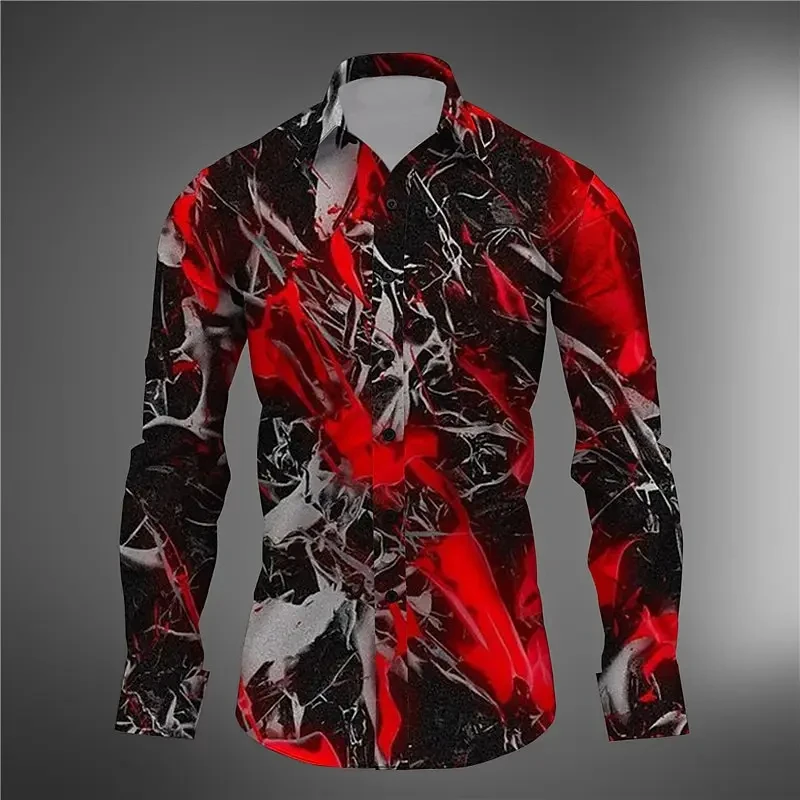 New Men's Shirt 3d Complex Graffiti Print Shirts Quality Men's Long Sleeved Street Harajuku Blouse Daily Casual Male Clothing