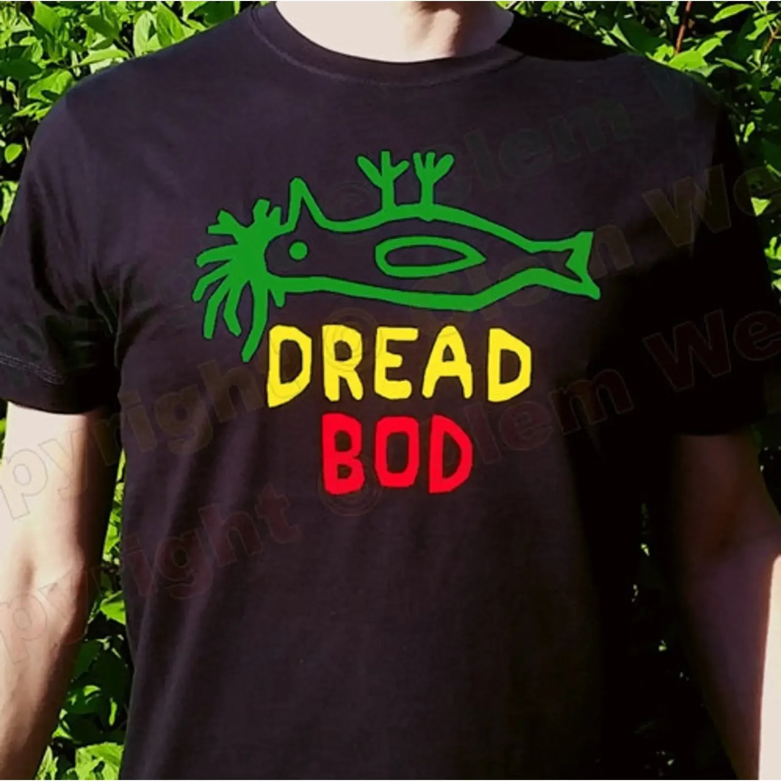Dread Bod Pongo Graffiti Men's T Shirt Clem Wear Hull Organic Fair Trade Casual Funny Top vintage Washed Unisex Stretched