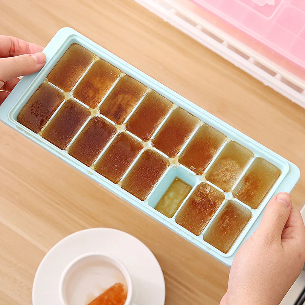 16 Grids Ice Cube Tray Cool Freeze Mold Maker with Cover Household Plastic Ice Block Mould