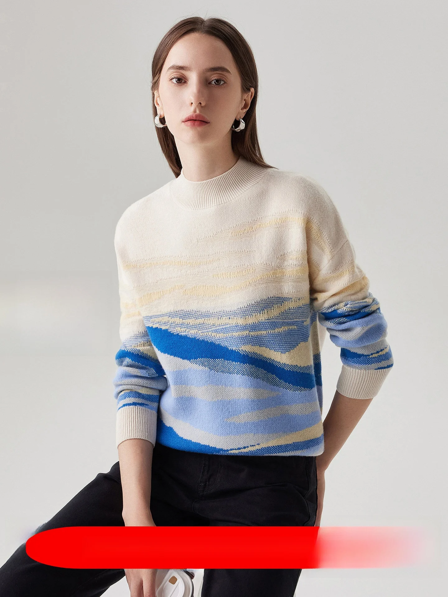 

Zhaojun Autumn Winter Thiened Long Sve Knitted Woolen Sweater Women's Art Embroidery f High Collar Casual Sle Strai...