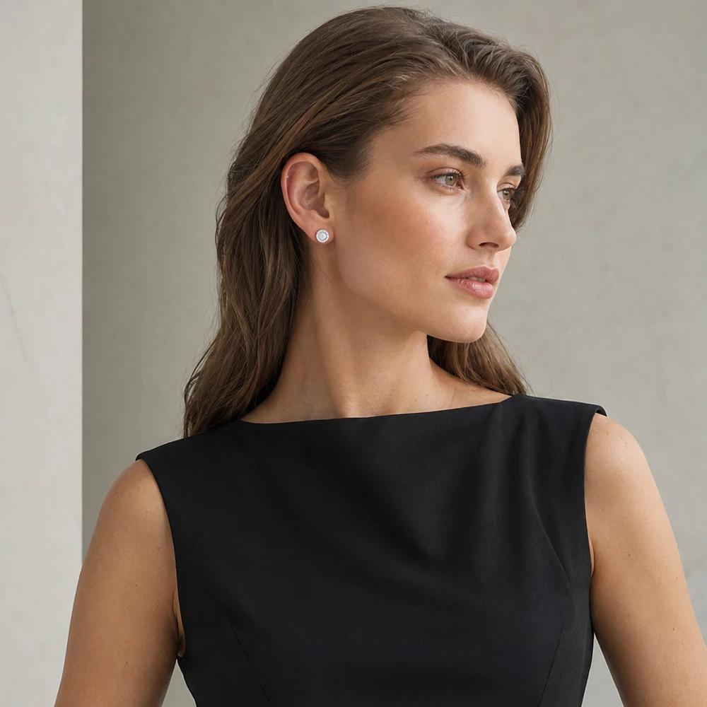 Runde Shell Studs Ohrringe Romantische Reinem 925 Sterling Silber Jewerly Geschenk Für Frauen – Detail 2