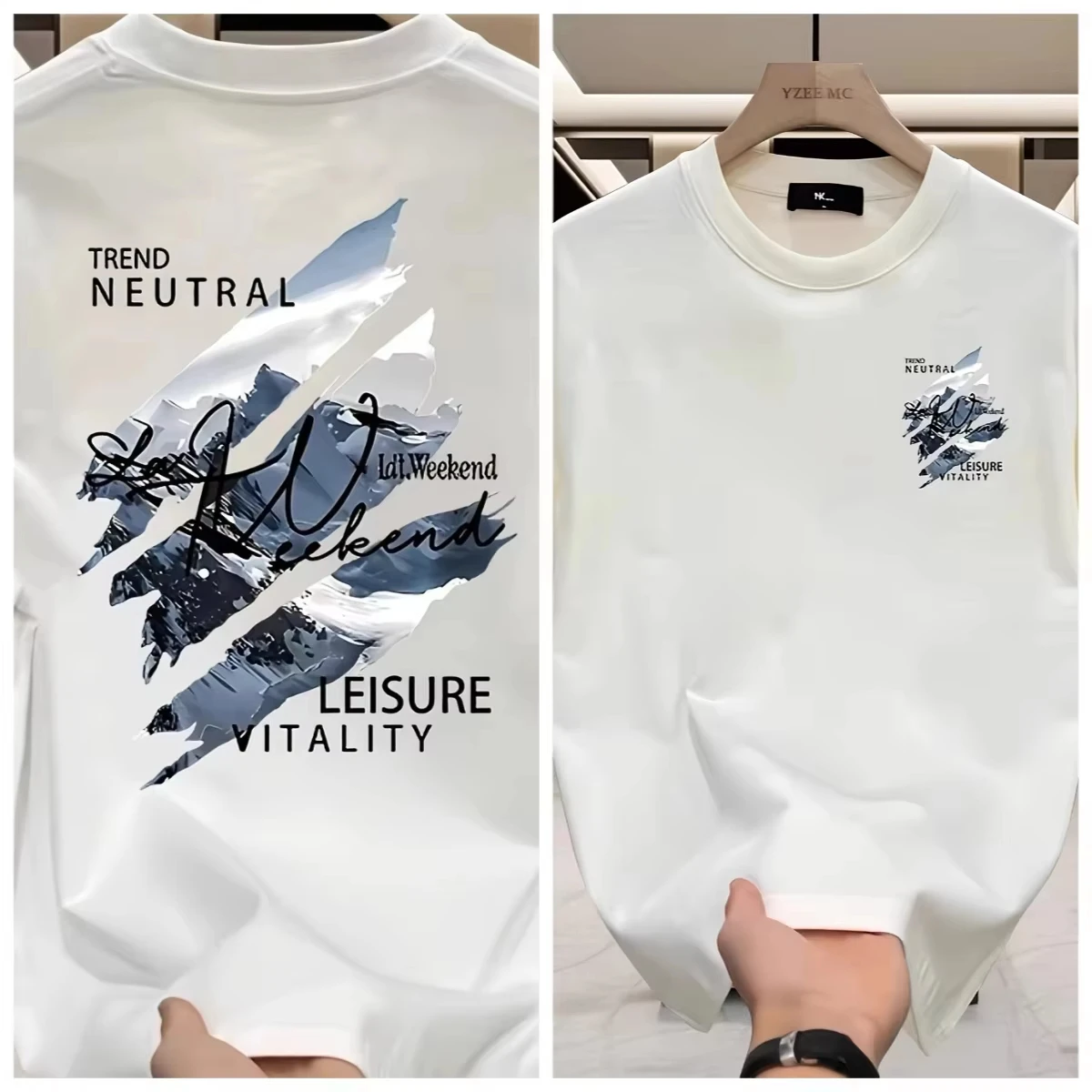 2026 New Men's Summer Trendy Printed Short‑Sleeve  Casual Street‑wear Style, Versatile Tee for Outdoor Outings & Daily Wear