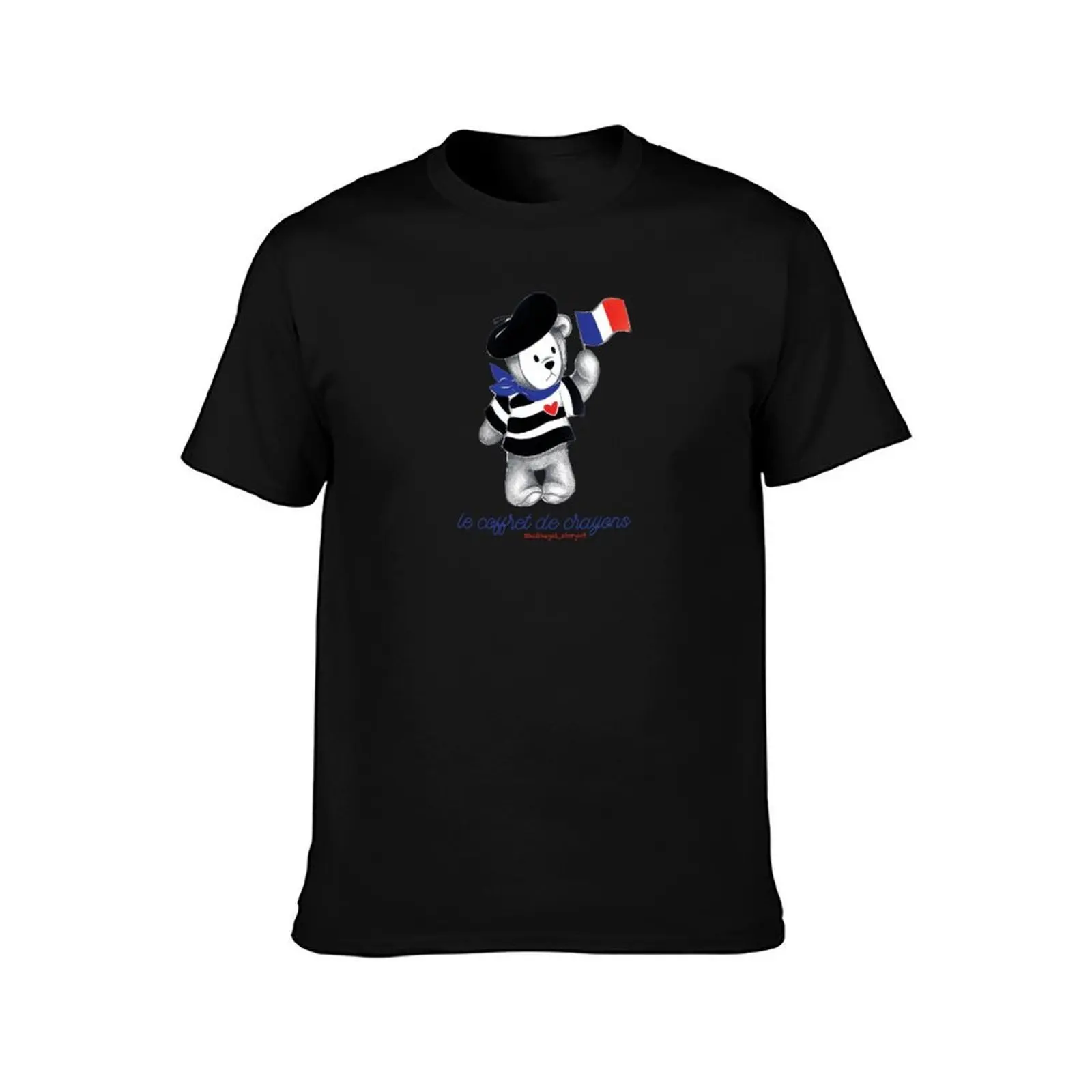 theodore goes to paris: the tricolor flag T-Shirt, Summer Casual Cotton Tee, Oversized Streetwear Tops, Vintage Graphic Print