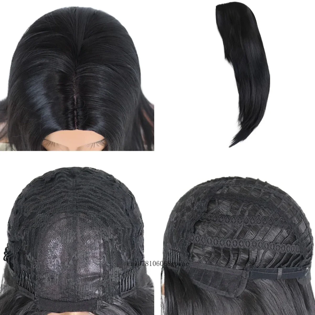 Perruques synthétiques pour femmes, perruque de Cosplay familiale Anime 26 pouces, cheveux longs et lisses noirs soyeux, résistants à la chaleur, utilisation quotidienne pour fête d'halloween
