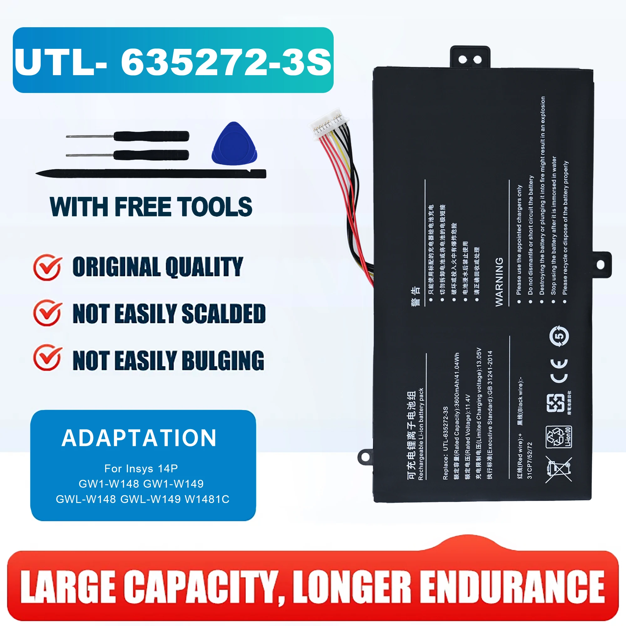 UTL-635272-3S U627872PV-2S1P NV-627871-2S NV-577866-2S Battery For Insys 14P GW1-W148 GW1-W149 GWL-W148 GWL-W149 W1481C