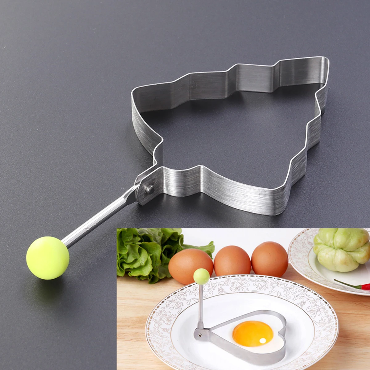 

2 Pcs Egg Fried Mold Cooker Pan Pancake Eggs Christmas Tree Molds Shaper Silver Maker