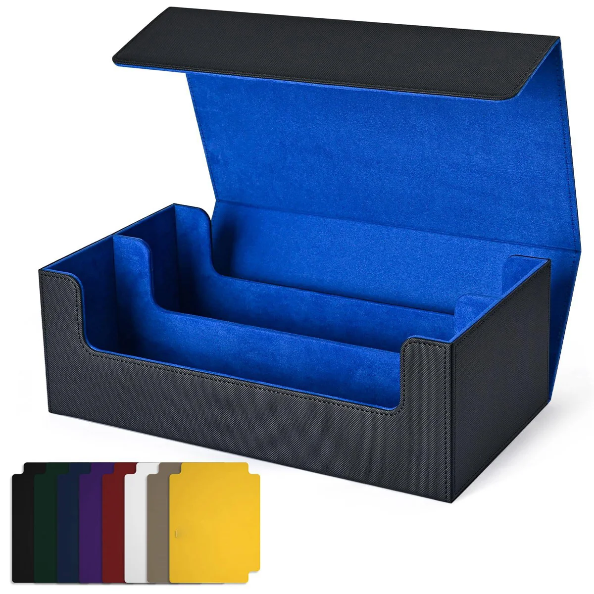 A72Z Card Storage Box for Trading Cards,Card Deck Case, Magnetic Closure Card Holder for Magnetic Game Cards Blue+Black