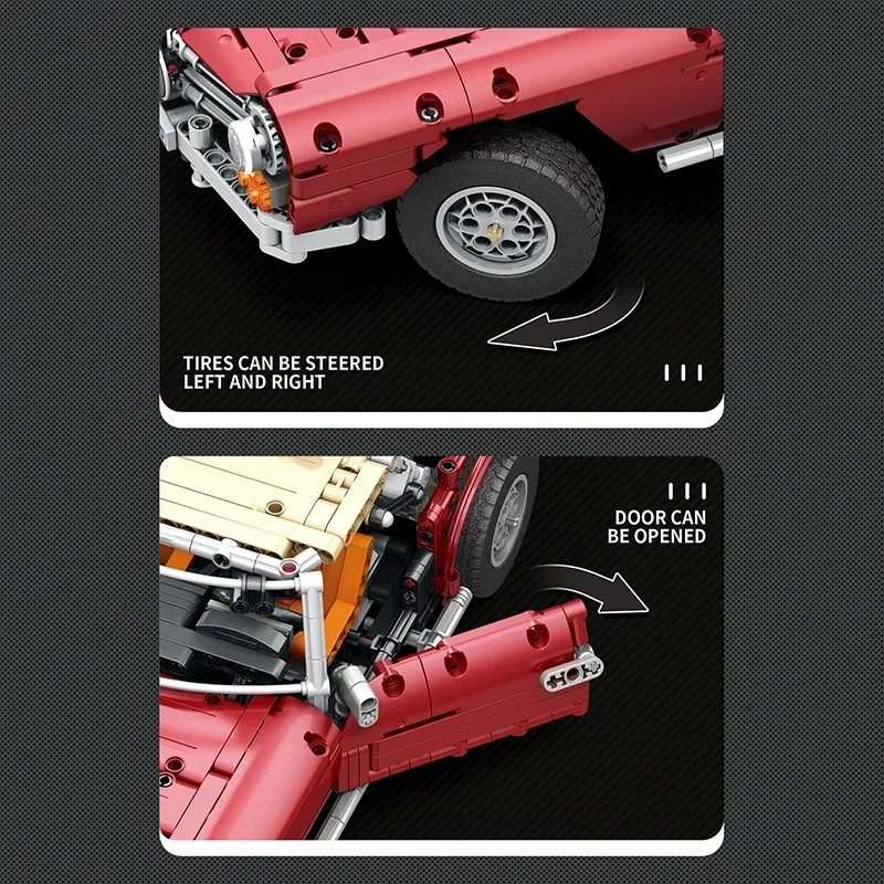 مكعبات بناء سيارات كلاسيكية للأطفال ، موديل سيارة ، تكنولوجيا تحكم عن بعد ، طوب إلكتروني ، هدايا أعياد الميلاد ، ألعاب ريترو ، 280 عام ، #5