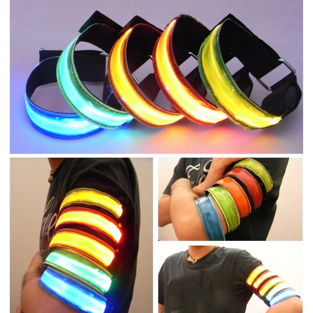 Outdoor Sports Night Running Wristband Armband LED Light USB Rechargeable Safety Belt Arm Leg Warning Wristband Bike Light