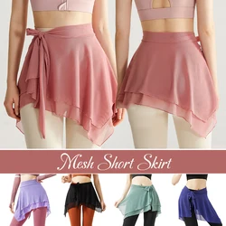 Mesh Yoga Piece Skirt Anti-slip Women Gym Yoga Fitness Extended Lace-up Design Outdoor Training Mesh Skirt Cover Buttock