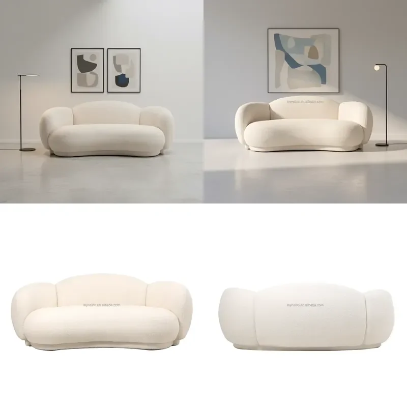 OEM ODM Direct Manufacturer Lamb Cashmere Comfortable Sofa Nordic Living Room Minimalist 3 Seater Cloud Sofa