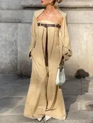 Bonboho Women 2024 Fashion Suit Collarless Long Sleeve Outerwear Top and Wide Leg Jumpsuit Spring Summer Casual Streetwear Suit