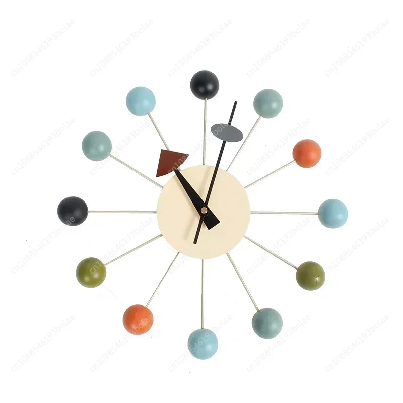 Wooden silent round ball clock, living room 3D clock, decorative accessories with soul movement