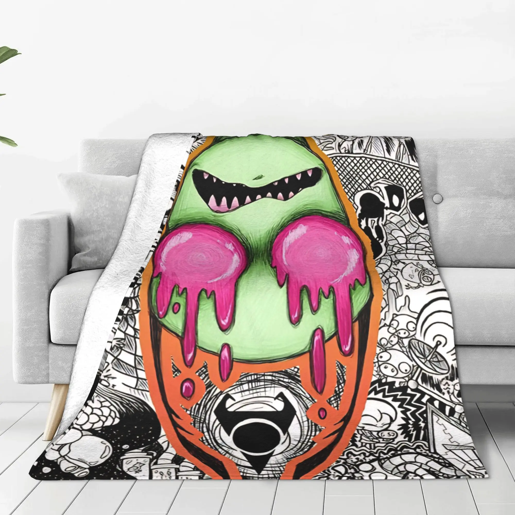 1PC Home Cute Room Decor subversive sci fi Blanket Throw Blanket Invader Zim Novelty Warm Blanket All Season