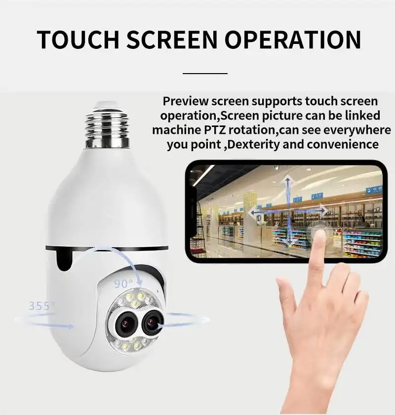 2MP 1080P iCsee APP Bluetooth 5X Zoom Dual Lens E27 Full Color Wireless PTZ IP Dome Camera  Intercom Security CCTV Baby Monitor