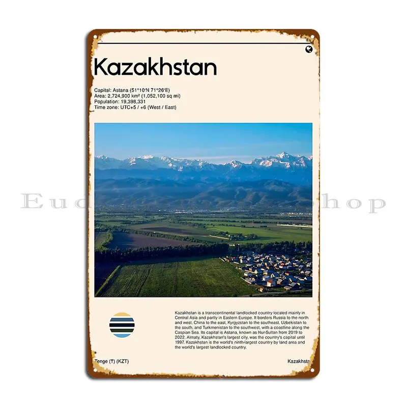 Visit Kazakhstan Travel Poster Metal Sign Plaques PaintingWall Decor Club Bar Personalized Wall Pub Tin Sign Poster