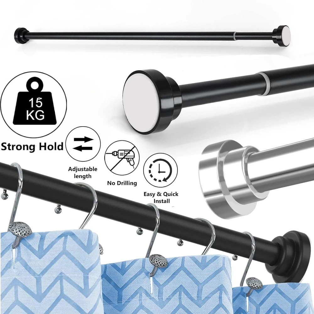 تمديد دش قضيب الستارة الستار التوتر القطب 50-260 سنتيمتر لا الحفر تلسكوبي الستار القطب قابل للتعديل قوي دش السكك الحديدية