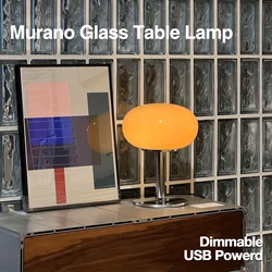 Murano Glass Table Lamp Dimmable USB Powered Ambient Light for Living Room Bedroom Home Office Perfect for Bedside Night Light