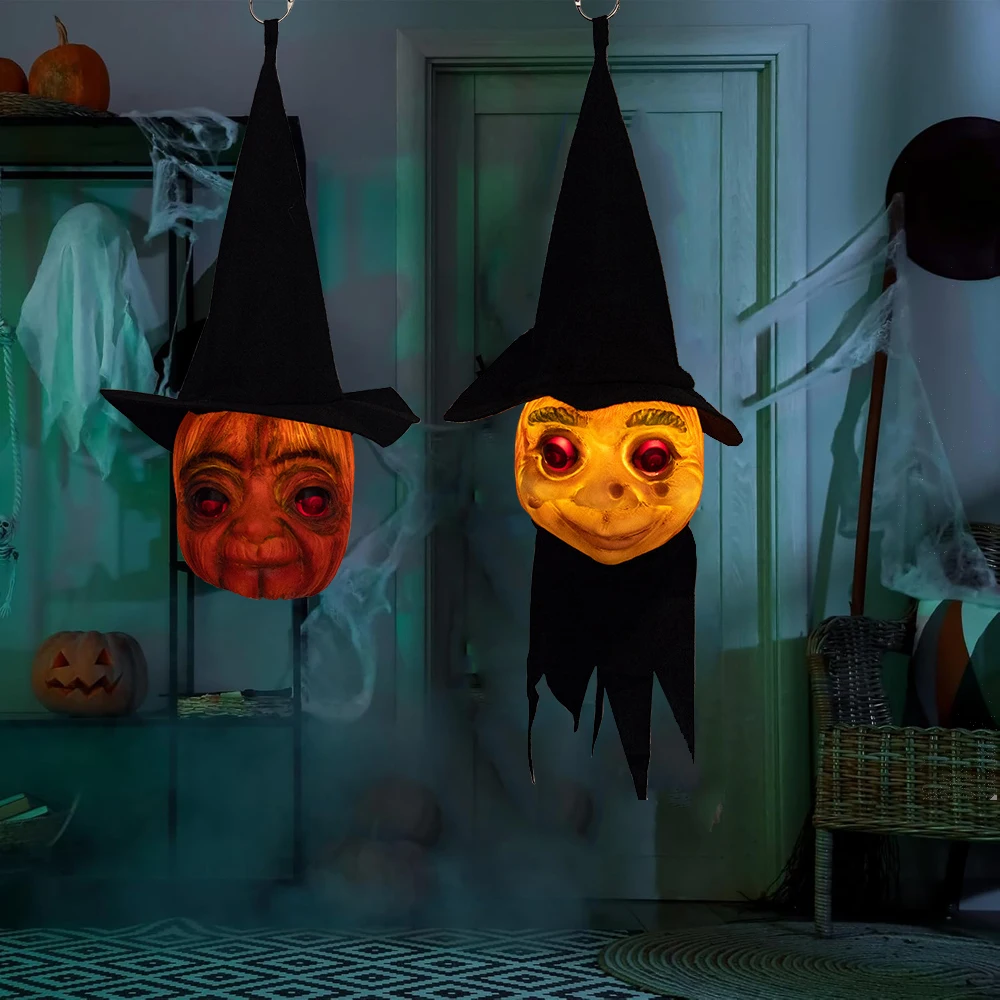 

1 шт., украшения для Хэллоуина, украшения, электрическое свечение, красноглазая ведьма, бабушка, резиновая бабушка, подвесной реквизит, подвеска в виде дома с привидениями