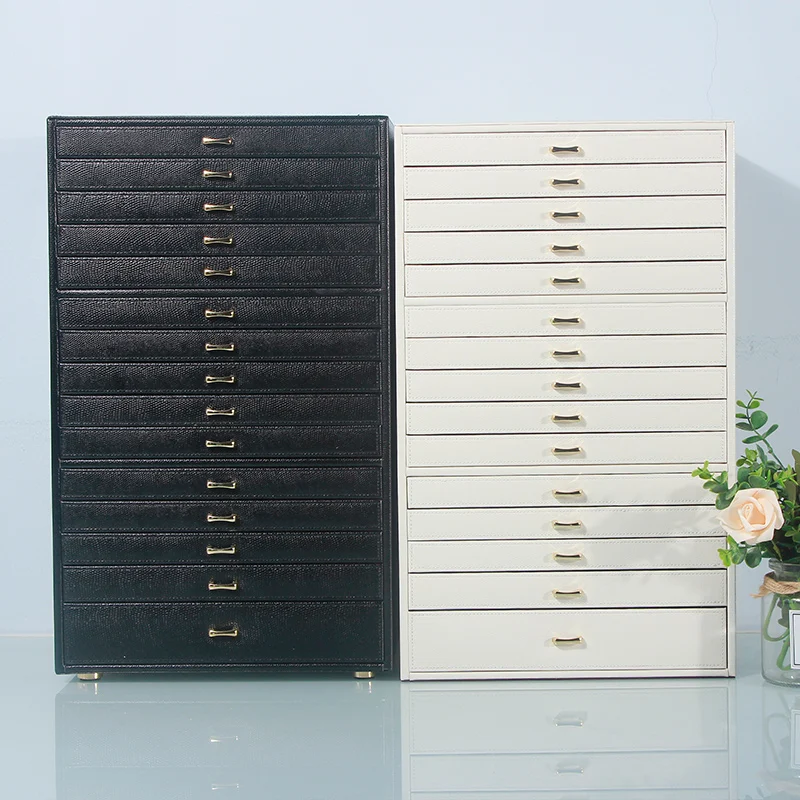 Super Large Jewelry Set Organizer Box 15 Tiers Spacious Jewelry Storage PU Jewelry Display Collection with Drawers for Birthday