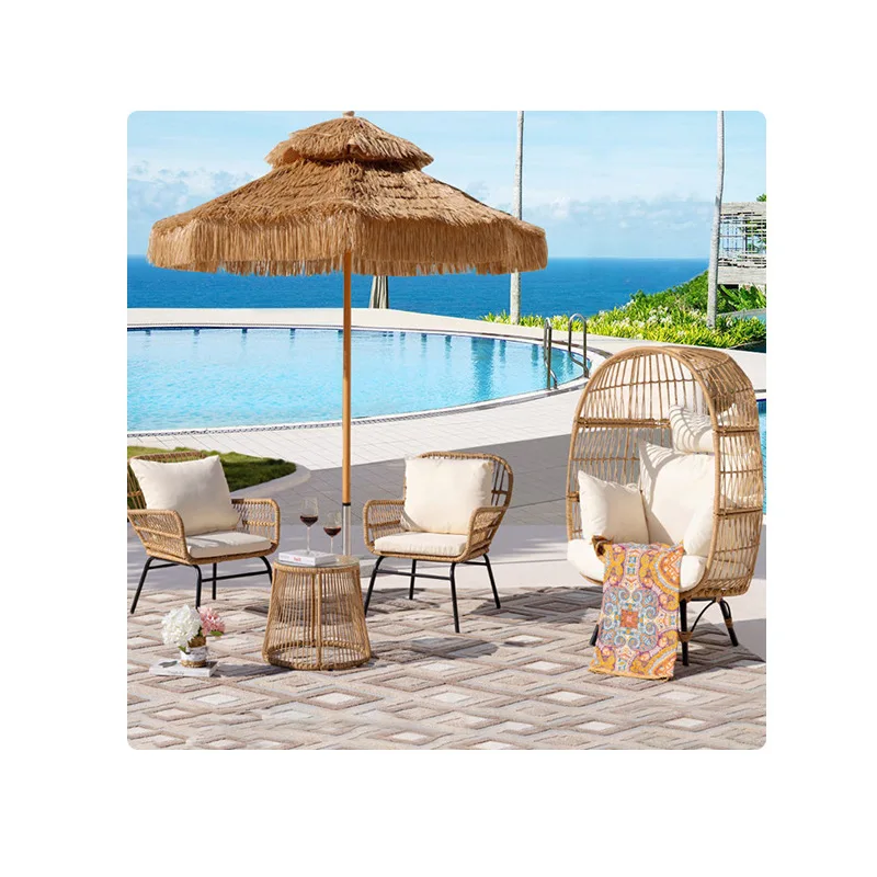 Outdoor rattan chair sofa combination balcony Sales department Nordic courtyard Outdoor waterproof leisure furniture Rattan sofa