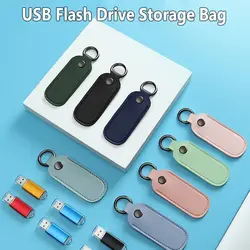8 Colors U Disk Pouch Key Ring Holder Leather USB Flash Drive Storage Bag Pendrive Protective Cover Memory Stick Case