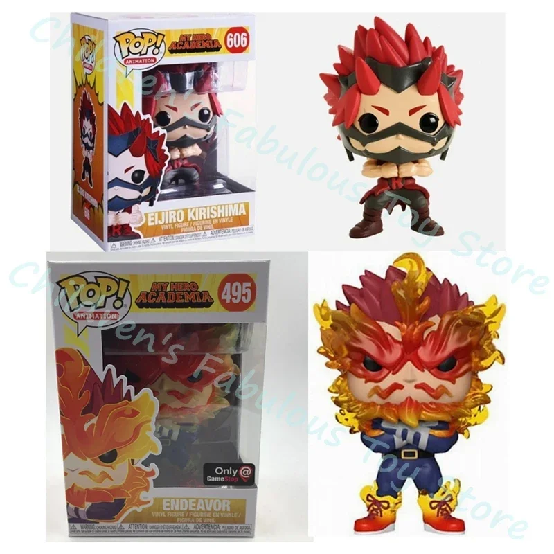 La más nueva animación FUNKO POP My Hero Academy EIJIRO KIRISHIMA # 606 Endeavor # 495 figuras de acción de vinilo modelo juguetes para regalos de niños