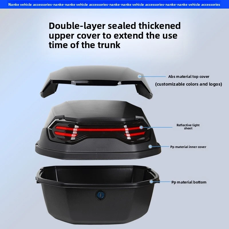 35L Motorcycle Top Box, Motorcycle Trunk ABS Material Wear-Resistant with Lock, Motorcycle Accessories,Motorcycle Helmet