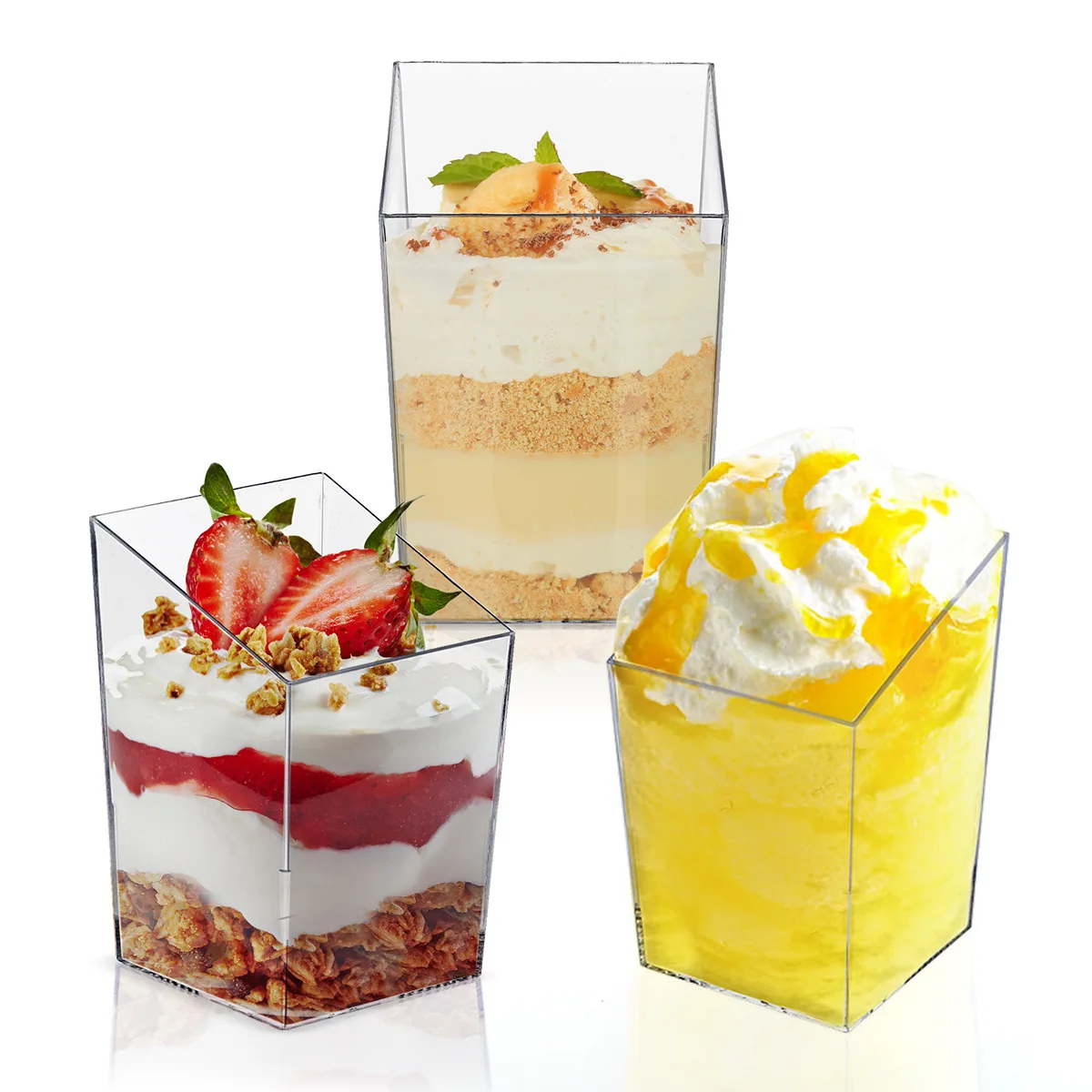 80ml Plastic Mini Ice Cream Dessert Cup Tableware Mousse Cup For Jelly Yogurt Dessert Christmas party Supplied