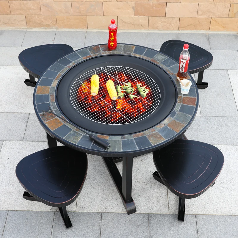 The product can be customized. Outdoor barbecue tables and chairs Courtyard leisure Outdoor charcoal barbecue rack