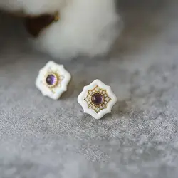 Light luxury romantic purple earrings for women High quality new in enamel flower earings stud suitable for daily jewelry gifts