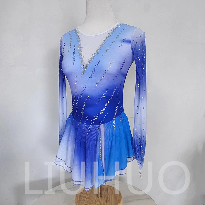 LIUHUO Ice Figure Skating Dress Girls Women Teens Stretchy Spandex Gradient Competition Wholesale