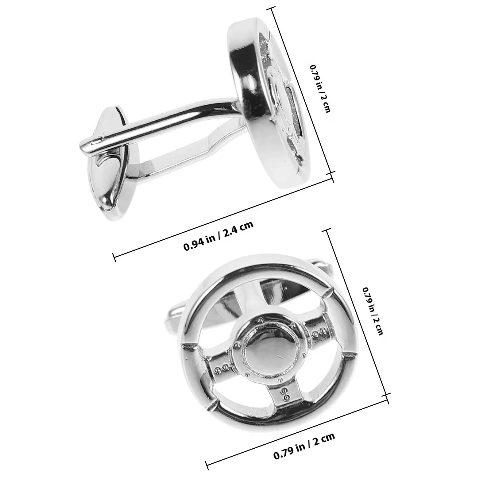 1Pair Steering Wheel Shape Metal Cufflinks Elegant French Design Suit Accessory Shirt Cuff Mens Tuxedo Studs