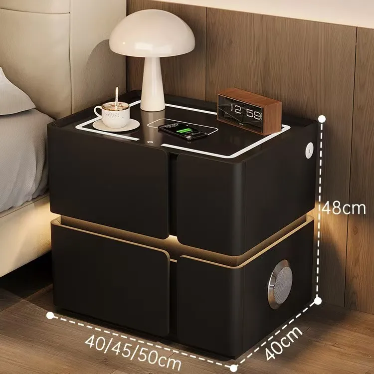 طاولة سرير خشبية ذكية حديثة عالية الجودة مزودة بتقنية البلوتوث وصوت مزدوج وثلاثة ألوان شحن لاسلكي ذكي من المصنع مباشرة #4