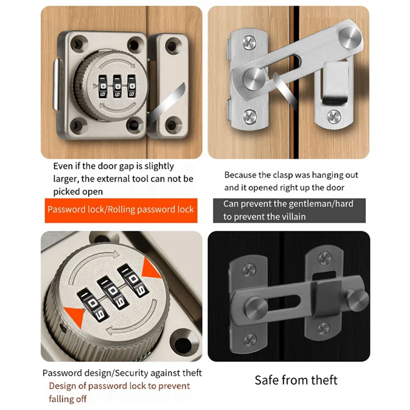 

2 шт., комбинированный замок без перфорации, защелка, защелка, дверная сцепка, замок для раздвижной двери, замок для открытой двери, дверь комнаты, Ecurity