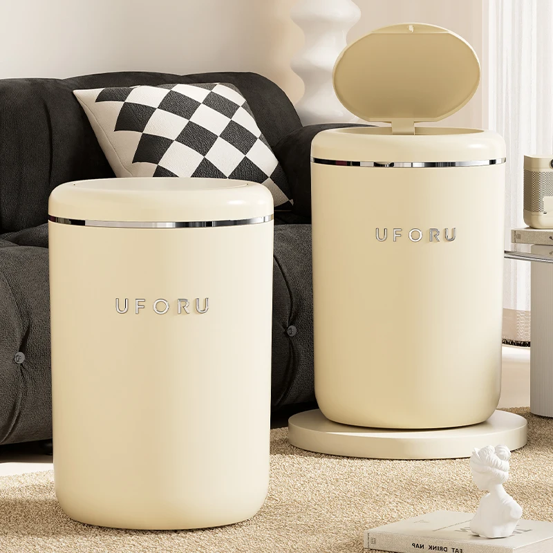UFORU Living Room Trash Can High Appearance Level With Lid Light Luxury Large Capacity Office Bedroom Trash Can