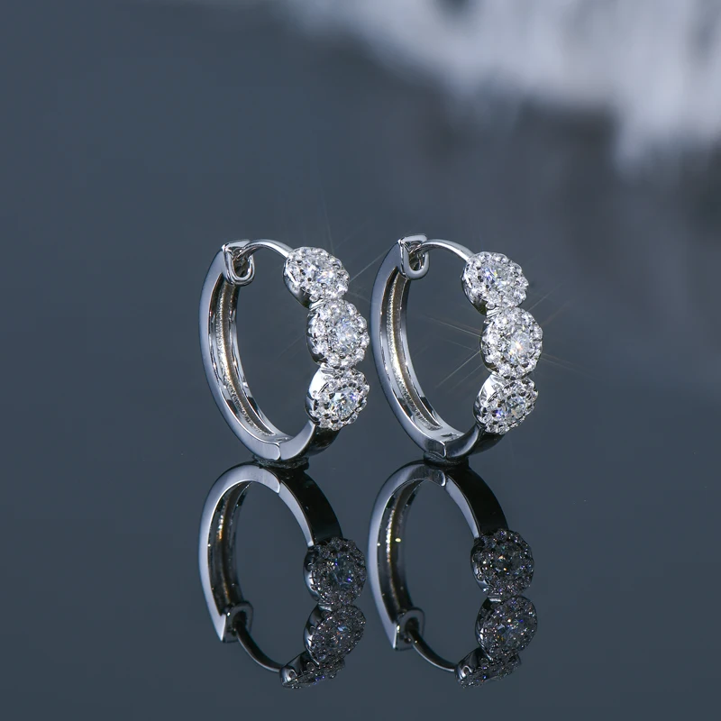 IOGOU D0.42CTW D Color Round Moissanite Hoop Huggie Earrings Original Certified Silver 925 Woman Earrings Classic Jewelry Gifts