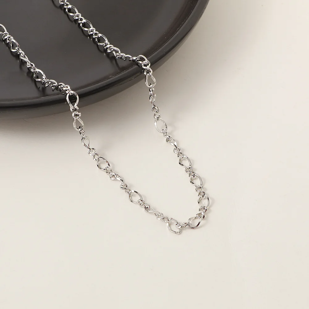 2026 New Gold-Plated DIY Handmade Plain Twisted Chain Stainless Steel Necklace with Pearl Gem Fashion Jewelry Making Accessory