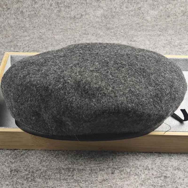 النمط الأوروبي حجم كبير 62 سنتيمتر الاتجاه ومتعددة الاستخدامات القبعات الرجال البريطانية الرجعية الجلود حافة الصوف القبعات للنساء 54 سنتيمتر 56 سنتيمتر 58 سنتيمتر 60 سنتيمتر #5