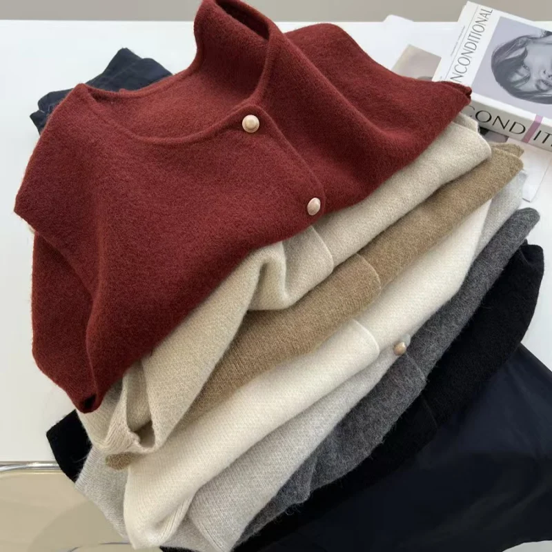 

Французский Ретро Маленький Золотой Пуговица Круглый Вырез Вязаный Жилет Женский Свободный Корейский Стиль Универсальный Нежный Утягивающий Весна Осень Laye